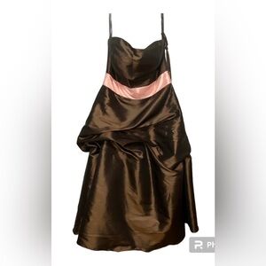 BILL LEVKOFF Women Chocolate Pink Bridesmaid Prom Ball Gown Dress Size 12
